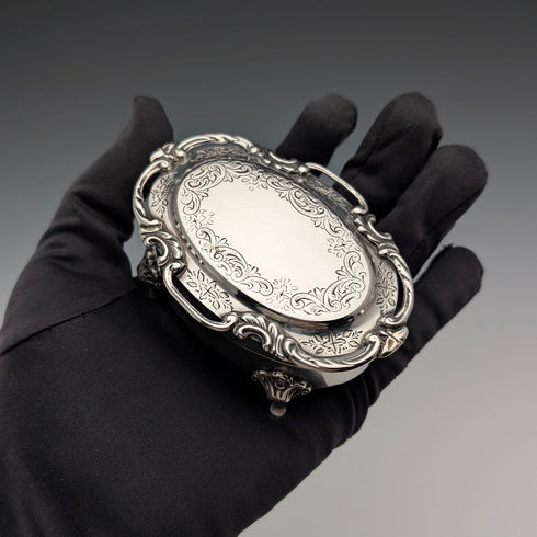 1907年 英国アンティーク 純銀製 ジュエリーボックス 88g Henry Matthews